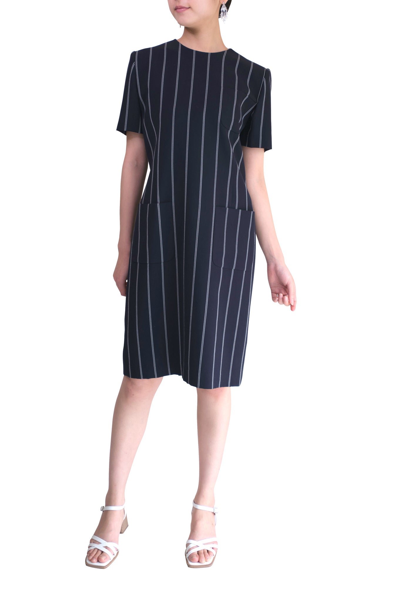 クリスチャン ディオール レンタルドレス｜ネイビーのひざ丈ドレス