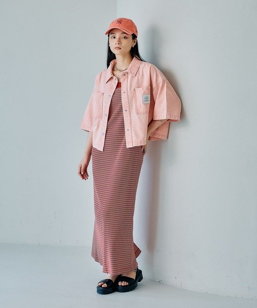 LEPSIM（レプシィム） ブラウス シャツ BIGデニムショート5分袖シャツ