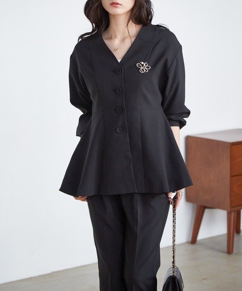 RANAN（ラナン） セットアップ 「2点セット」洗える/防シワ Vネック