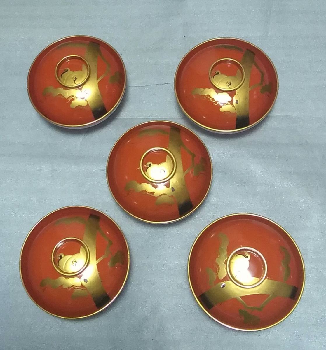 ☆ 旧家からの初だし 蒔絵漆塗御椀(松に鶴)No.2