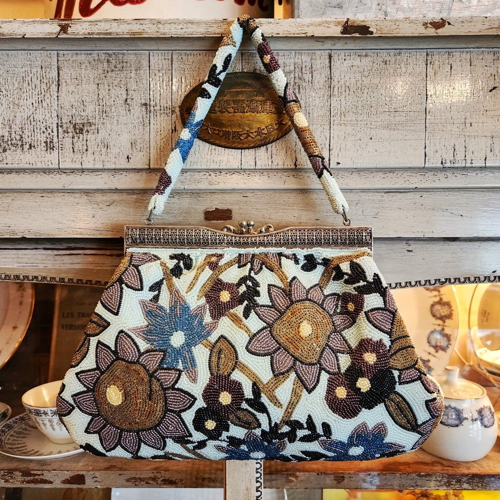 ヴィンテージな花柄のビーズバッグ - [Sold Out]過去の販売商品