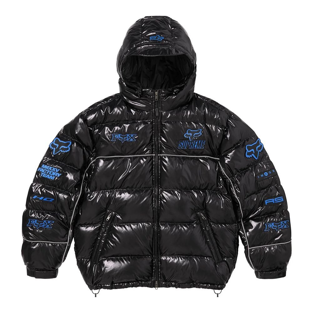 Supreme x Fox Racing】Shiny Down Puffer Jacket Black 25FW (Supreme