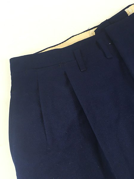 古着 50s サスペンダーボタン ネイビー ギャバジン ウール スラックス