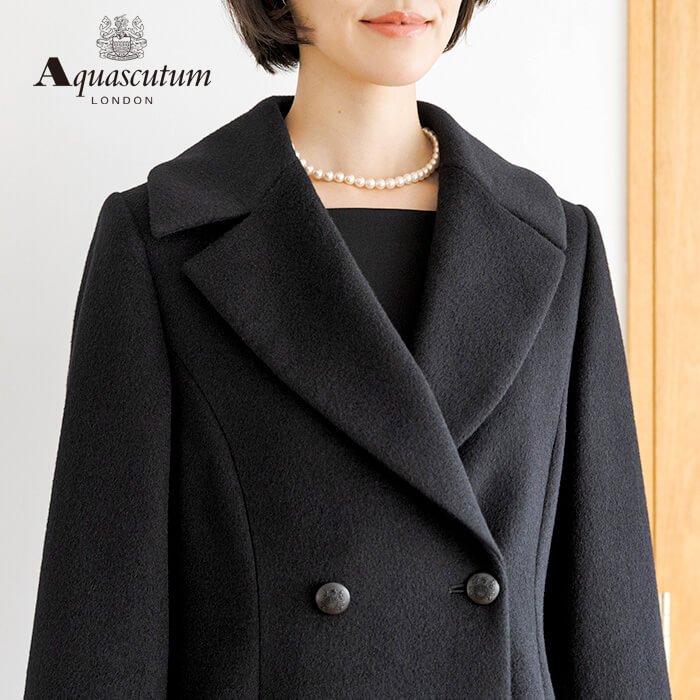 アンゴラ混のクラシカルなコート M・ブラック｜東京ソワール