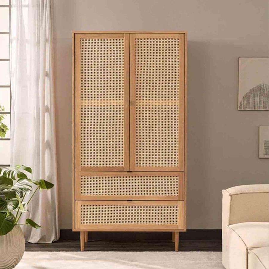 VeroMan ラタン編みクローゼット クローゼット ラック コートラック