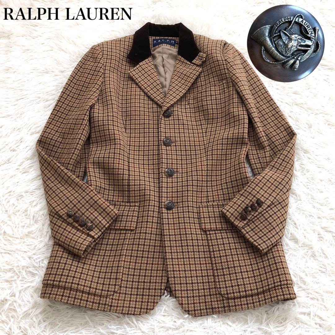 【美品 希少】ラルフローレン テーラードジャケット 刻印ボタン　異素材　チェック Amazon | (ラルフローレン) テーラードジャケット ウール ブレザー