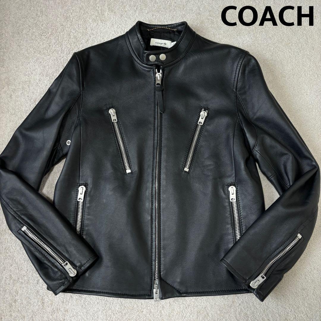 美品 Lサイズ COACH ライダース ラムレザージャケット 八の字 シングル COACH（コーチ） 【美品】COACH ライダースジャケット ラムレザー