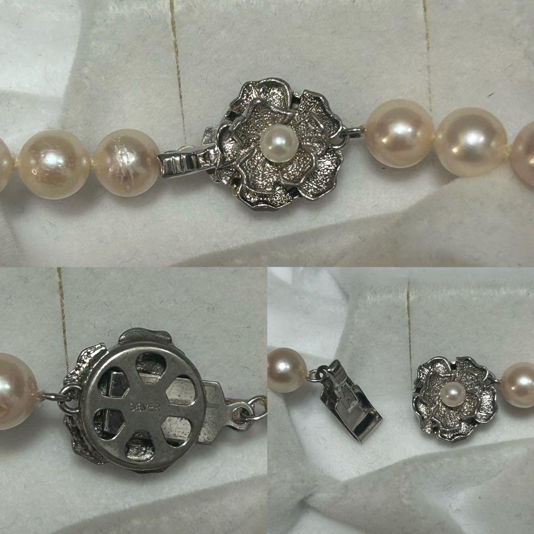 【テリ◎✨】あこや ネックレス 本真珠 約6.9〜7.3mm silver