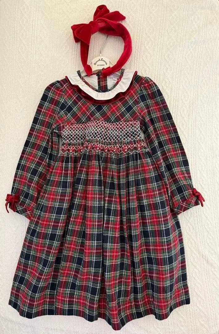 Kidiwi チェック柄長袖ワンピース ワンピース チェック柄襟切替長袖ワンピース キッズ 子供服 女の子