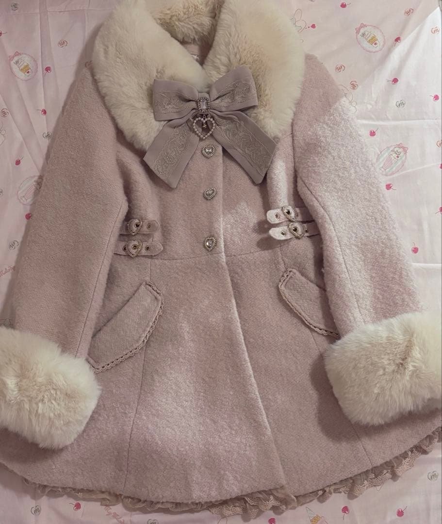 リズリサ LIZLISA ビジューリボンミニ丈Aラインコート ピンク 完売品 ビジューリボンミニ丈Aラインコート ｜ LIZ LISA（リズリサ）公式通販