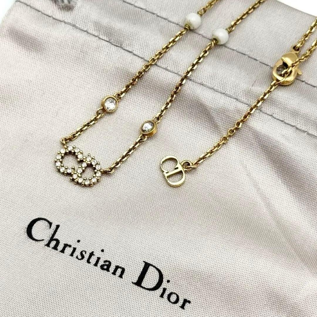 現行✨ディオール ネックレス CLAIR D LUNE パール ゴールド 付属品完備✨ ディオール Clair D Lune ネックレス パール ゴールド