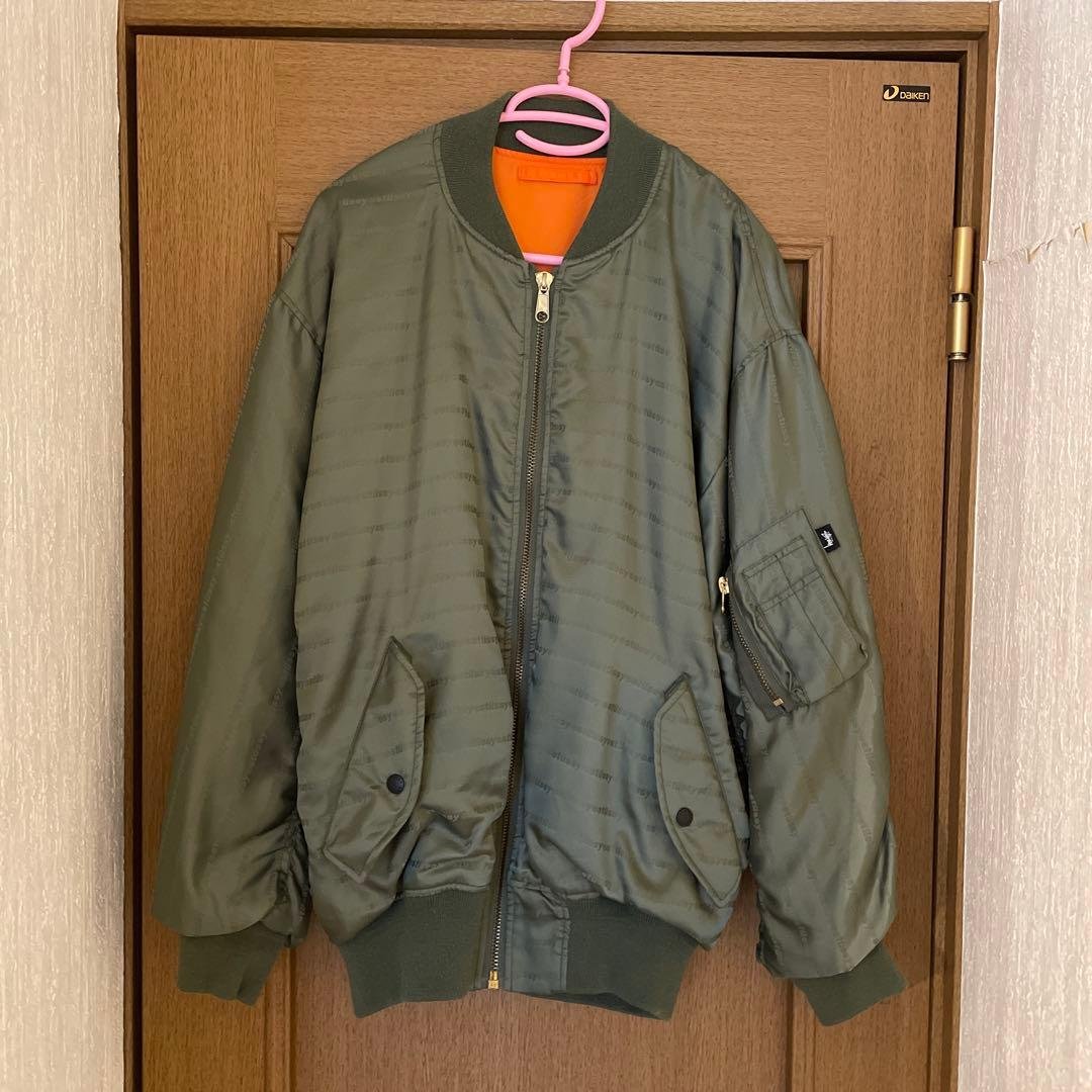 Stussy MA-1ジャケット オリーブ/オレンジ - メルカリ