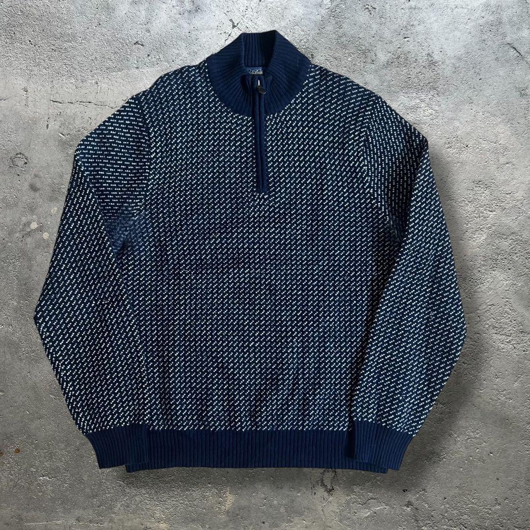 【希少】brooks brothers バーズアイ　ハーフジップニット ウール リブニット ハーフジップ モックネックセーター | Brooks